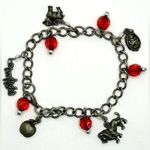Twilight Charm Bracelet with Red Beads